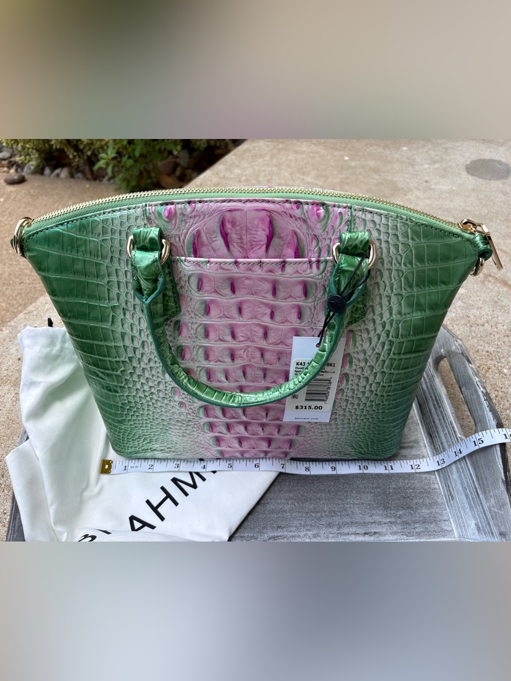 Brahmin NWT Duxbury Satchel Apple Blush Ombre Melbourne Croc Embossed Leather - Picture 12 of 13